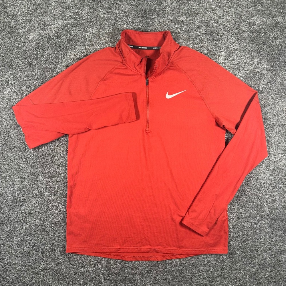 Nike Pullover Mens Large Red Half Zip Dri-FIT Running Long Sleeve Top AH8973-642